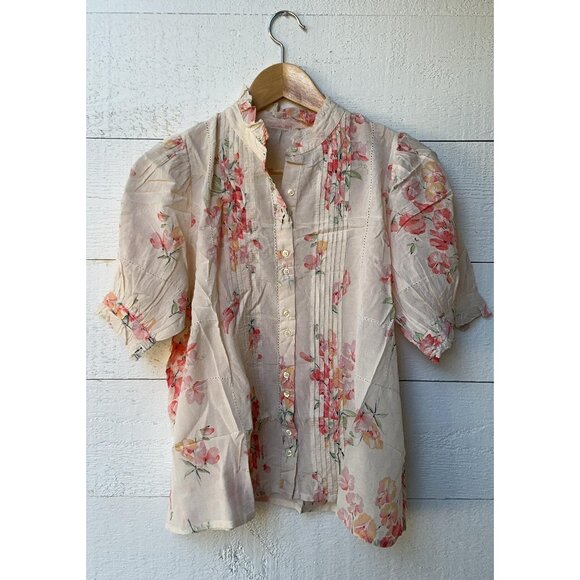 The Great The Fiddle Pleated Floral Printed Blouse Top S - Picture 4 of 10